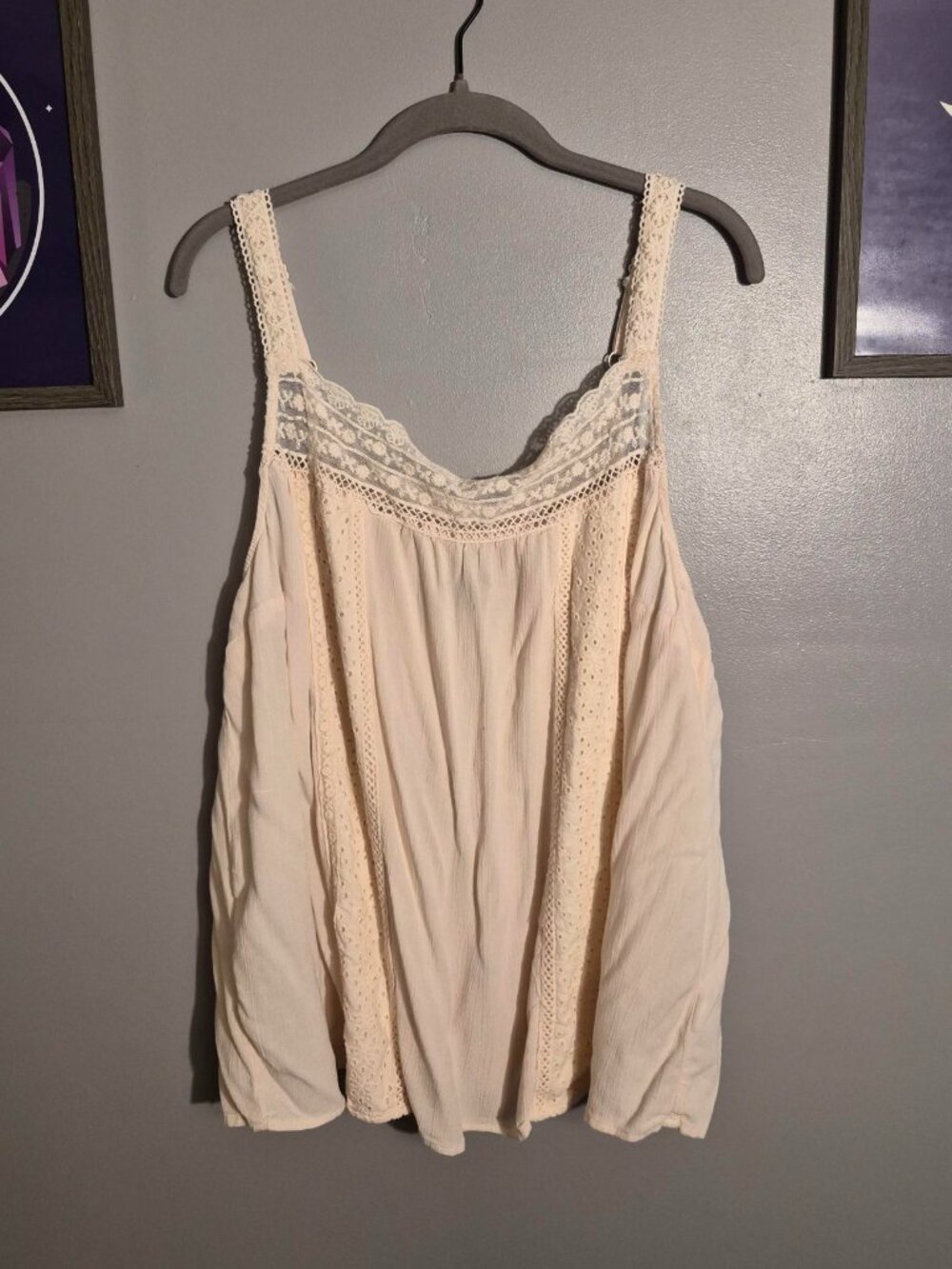Cream Peasant Tank Top